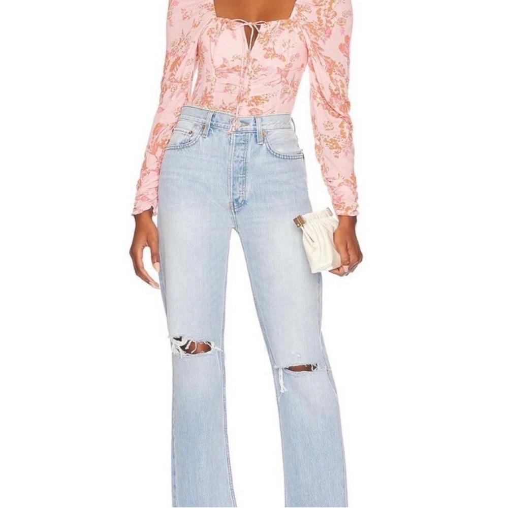 NWT Hilary Printed Top in Pink Combo Free People